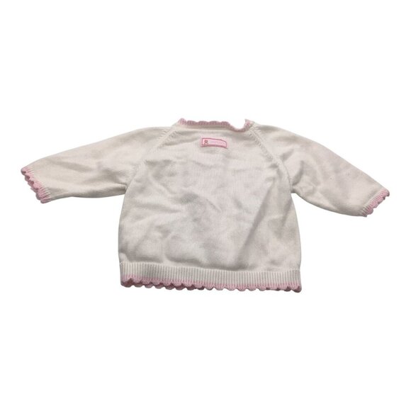 Carter's Baby Girl Sweater White & Pink Floral Button Up 3-6M Cotton Lightweight - Picture 2 of 11